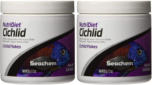 Seachem NutriDiet Cichlid Fish Flakes - Probiotic Formula with GarlicGuard 30g/1oz (Pack of 2)