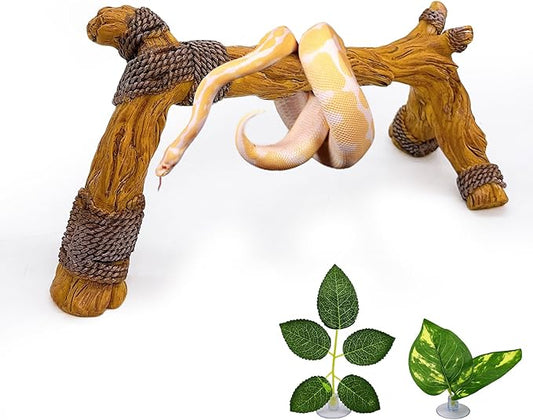 Tfwadmx Snake Climbing Branch,Resin Reptile Wood Trunk Branches Decor,Reptile Terrarium Climbing Accessories Decoration for Geckos, Lizards,Tarantulas,Hermit Crab,Frogs
