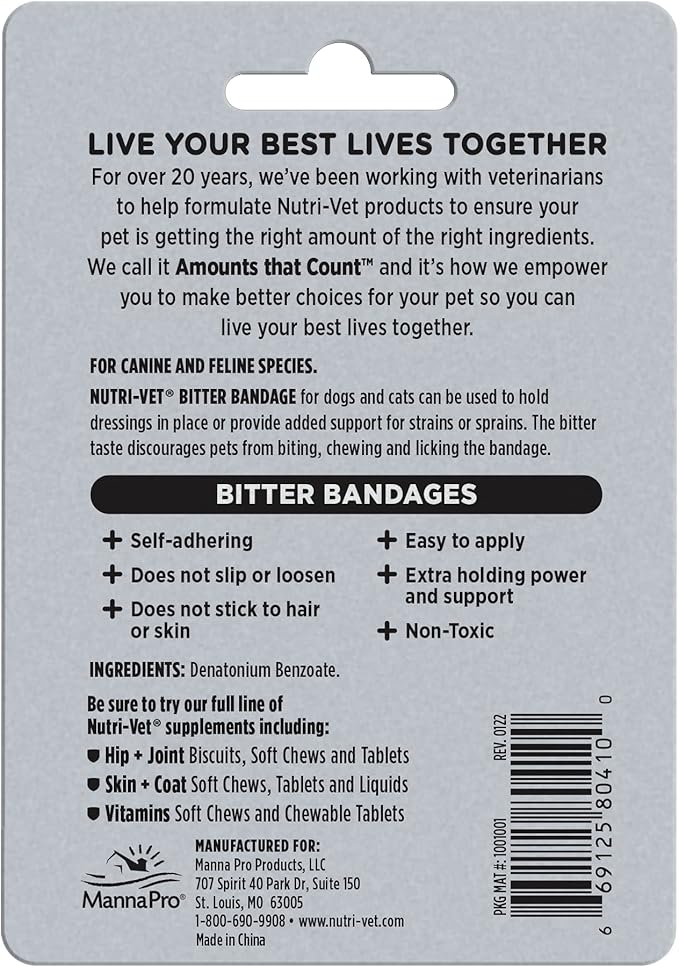 Nutri Vet Bitter Bandage, Self Adhesing Flexible Bandage, 2" (Package Varies)