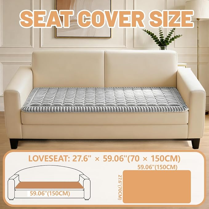 Couch Cover for Dogs Washable,Non Slip Fuzzy Durable Pet Friendly Cozy | Soft Slipcovers for 3 Cushion Sofa Cover,Plush Thick Protector Fits Mat Bed Leather & Fabric Couches (Light Grey,27.6"x59")