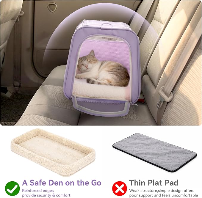 PETSFIT Large Cat Carrier with Patented Safety Buckles,Big Cats Up to 20 lb | Secure Carrier for Safe Driving, Lockable Zippers, Safety Tether, Travel Pet Carrier for Trips & Vet Visits, 19 x 12 x 12