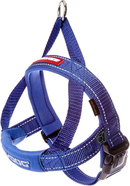 EzyDog Quick Fit Dog Harness, Soft Neoprene Padding - Medium, Blue | Fast One-Click Buckle, Adjustable Fit, Strong Reinforced Materials, Reflective Stitching, No Pull Dog Harness, Easy Walking