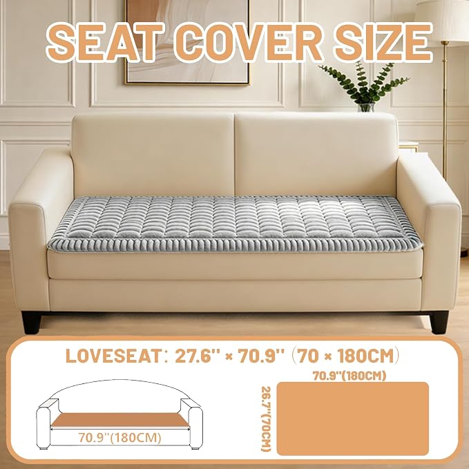 Waterproof Couch Cover for Dogs Washable,Nonslip Fuzzy Durable Pet Friendly | Soft Slipcovers for 3 Cushion Sofa Cover,Plush Thick Protector Fits Mat Bed Leather & Fabric Couches (Light Grey 27.6"x70.9")