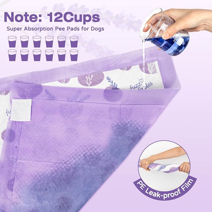 Dog Training Pads for Large Dog-36"x 36",30Cts | Super Absorbent, Lavender Scented, Leak-Proof & Adhesive Tabs, Quick-Dry Surface, Pee Pads for Medium to Large Dogs