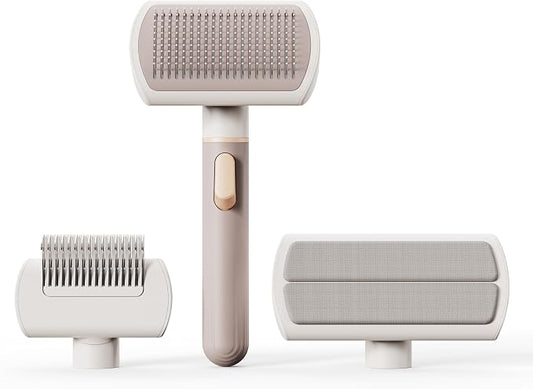 VOOCOO Self Cleaning Slicker Brush, A Complete Grooming Tool, Deshedding Undercoat and Hair Removal for Dogs and Cats, Safe and Gentle on Pets Skin, Easy Pet Hair Removal.