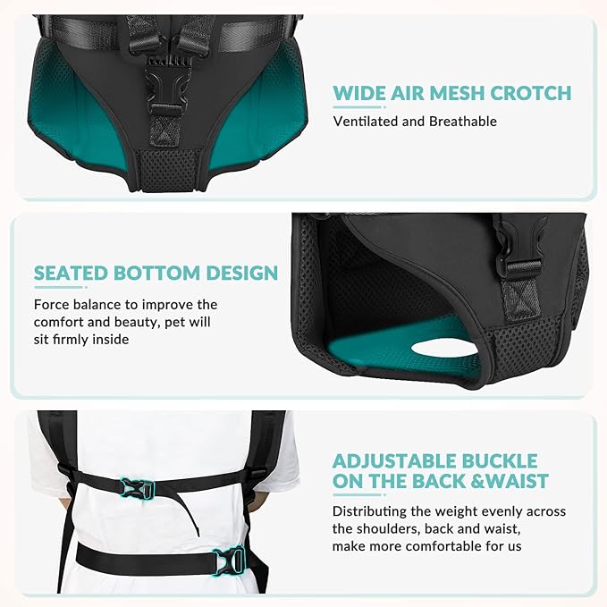 Lukovee Dog Backpack Carrier, Adjustable Front Carrier for Small Breeds | Legs Out Easy-fit, Hands Free, Lightweight, Dog Chest Pack for Hiking Travel Cycling Outdoor (B,L)