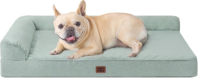 EHEYCIGA Orthopedic Dog Bed Medium Size Dogs, Memory Foam Dog Bed with Washable Removable Cover, Waterproof Pet Sofa Couch for Crate with Nonskid Bottom, 30x20x6, Greyish Green | Small Dog Sofa with Washable Removable Cover, Waterproof Pet Couch for Cr...