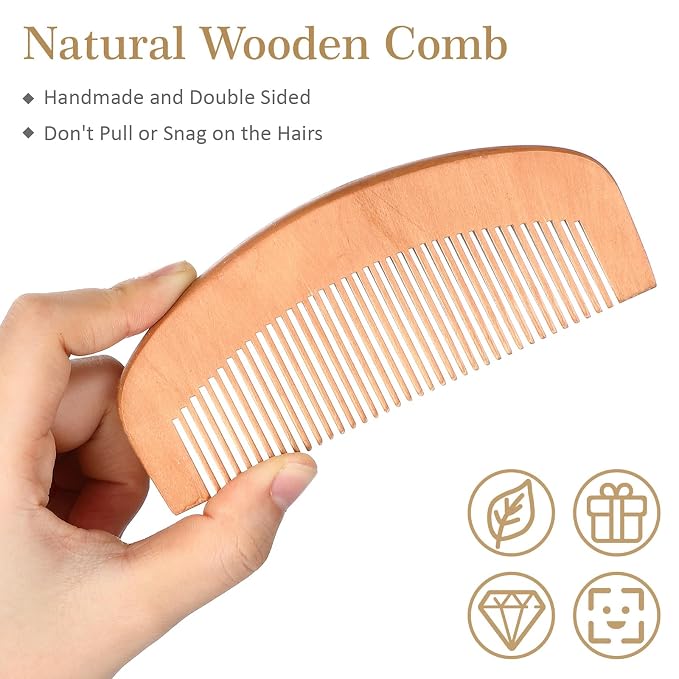 10 Sets Men's Beard Grooming Kit: Natural Boar Bristle Brush, Pear Wood Dual-Sided Wide Tooth Comb, Travel Pouch - Perfect Valentine Gift (Circle) | Natural Boar Bristle Brush, Pear Wood Dual -Sided Wide Tooth Comb, with Travel Pouch - Christmas Father...