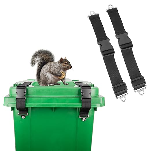 Trash Can Locks for Animal- Bear Raccoon Dog Proof Garbage Bin Lock-Adjustable Length - Easy to Install, Long Lasting Strap Lid Garbage Can Lock for Out Door Garbage Can - 2PCS