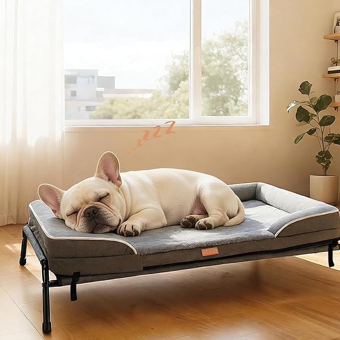 Lekereise Outdoor Elevated Dog Beds for Small Dogs, Portable Indoor & Outdoor Cooling Raised Cot Pet Hammock Bed with Skid-Resistant Feet, Frame with Breathable Mesh