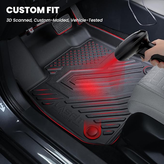 LASFIT Floor Mats & Trunk Mat for Honda Pilot 2016-2022 8 Passenger (No Elite Model), All Weather TPE Custom Fit Floor Liner Accessories, 1st & 2nd & 3rd Row & Cargo Liner with Backrest Mat, Black