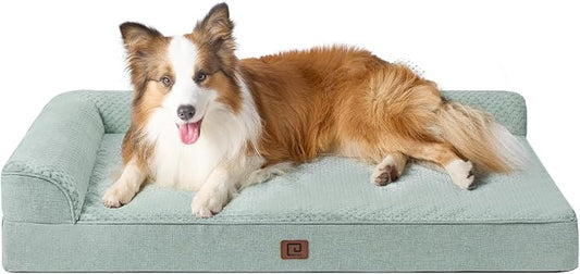 EHEYCIGA XL Dog Bed Memory Foam for Crate, Extra Large Dog Bed Orthopedic with Washable Removable Cover, Waterproof Pet Sofa Couch XLarge Size Dogs, 41x27x6.5, Greyish Green | Washable Removable Cover, Waterproof Flat Pet Sofa Couch with Nonskid Bottom...