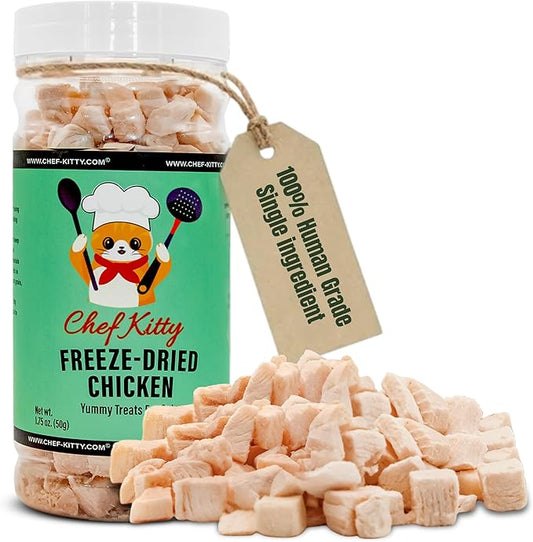 Freeze Dried Chicken Cat Treats | Healthy Dog Food Toppers 100% Human Grade | Single Ingredient, Grain Free Chicken Dog Treats | Inspected & Tested in USA | No Additives or Preservatives, 1.75 oz
