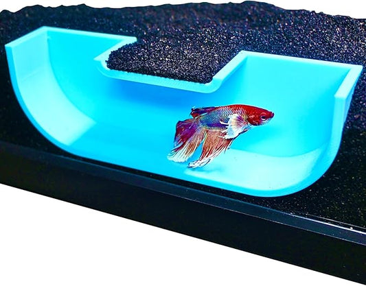 Betta Underground Tunnel Hideout Cave | Aquarium Hide for Small Fish and Shrimp | Viewing Betta Fish Rest Hammock Enrichment Toy | Betta Fish Tank Accessories Decorations Toys Decor (Light Blue)
