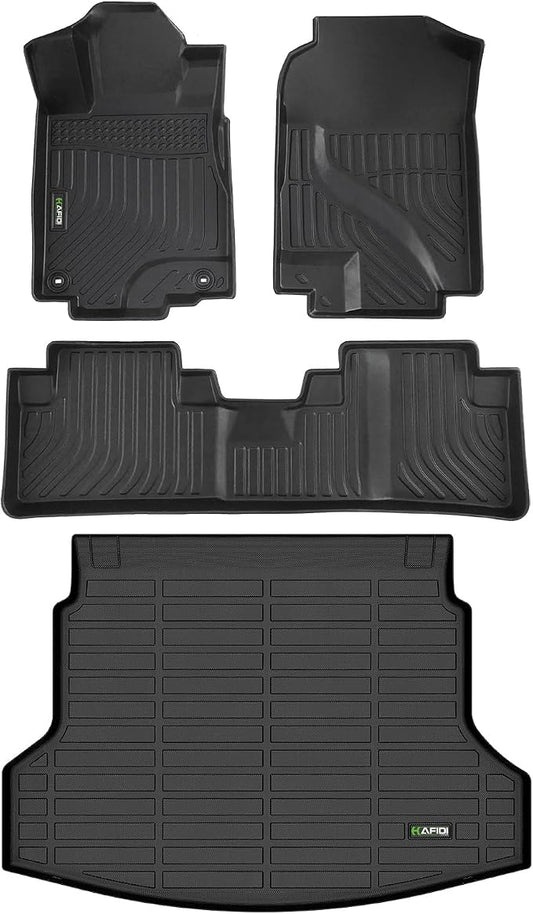 HAFIDI® All Weather Car Floor Liners & Cargo Mat for 2012-2016 Honda CRV Floor Mats (Not fit EX-L & CRV Touring & with Subwoofer) Custom Fit Full Set Accessories - Black