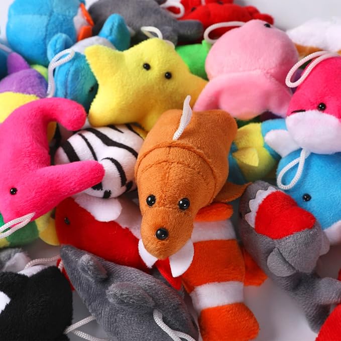 30 Pack Mini Ocean Animal Plush Toys Bulk,Cute Sea Creatures Stuffed Animals,Small Keychain Decoration for Claw Machine,Carnival Prize,Goody Bags Fillers,Christmas Party Favors for Kids Boy Girl