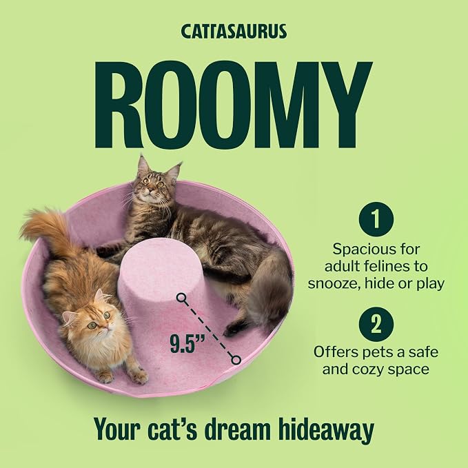 Peekaboo Cat Cave Donut for Multiple & Large Cats up to 30-45 lbs, 3-in-1 Self Warming Cat Bed, Tunnel & Scratcher for Indoor Cats, Washable & Detachable Small Dog Bed (Pink, Jumbo)