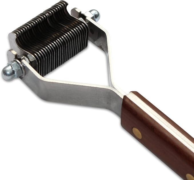Mars Coat King Original Dematting Undercoat Grooming Rake Stripper Tool for Dogs and Cats, Stainless Steel with Wooden Handle, Made in Germany, 26-Blade