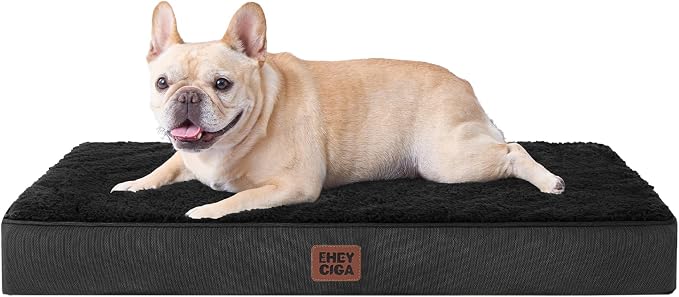 EHEYCIGA Orthopedic Dog Bed with Removable Washable Cover, Black, 30IN | Egg Crate Foam Support, Durable Oxford fabric, Non-Slip Bottom, Machine Washable, Soft Waterproof Plush Pet Bed Mat For Crate