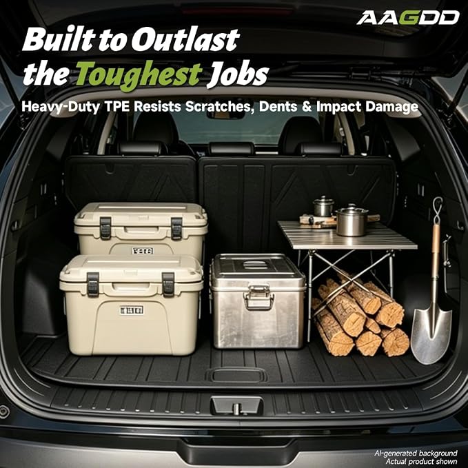 Cargo Trunk Mat with Backrest Mats for Hyundai Tucson 2022-2026,All Weather Protection TPE Heavy Duty Cargo Liner Tucson Accessories,Not for PHEV (Plug-in Hybrid Models) & Tucson N Line
