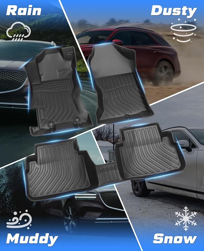Sunsdrew TPE All Weather Floor Mats, Custom Fit for 2018-2023 Subaru Crosstrek/2017-2023 Impreza, Black, 4 Pc Set | Front Rear Floor Liners Accessories, All Weather Protection, TPE Rubber, Raised Edge
