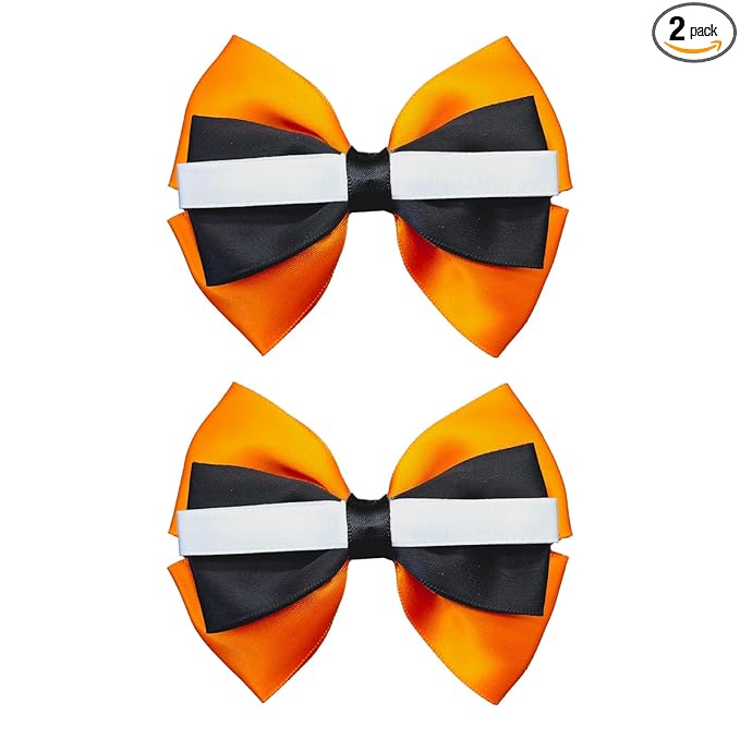2Pcs Clownfish Hair Bow Clips Ocean Theme Accessories Halloween Costume Dress up Birthday Party Supplies Orange White 3.5 in