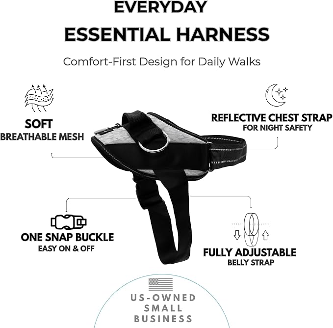 ShawnCo Essential Dog Harness, No-Pull Pet Vest (Arctic Camo,L) | 3 Leash Clips, Easy On, No-Choke, Reflective, Adjustable Fit, Padded Comfort, Control Handle, For Small, Medium & Large Dogs