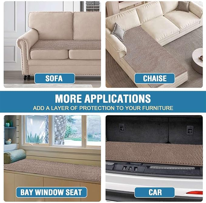 H.VERSAILTEX Plush Chenille Couch Cover for 3 Cushion Couch Anti Slip Washable Sofa Slipcovers Soft and Durable Furniture Protector for Dogs Cats Kids (27.5" x 71", Cuban Sand)