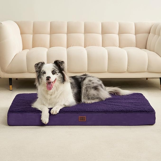 EHEYCIGA Orthopedic Dog Bed Large with Removable Washable Cover, 36x27 | Egg Crate Foam Support, Durable Oxford fabric, Non-Slip Bottom, Machine Washable, Soft Waterproof Plush Pet Bed Mat For Crate