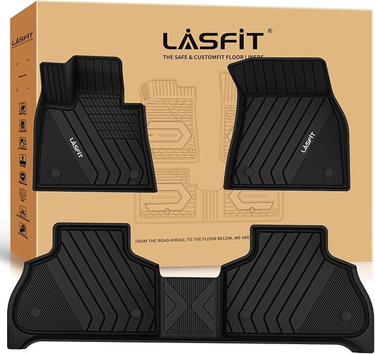 LASFIT Floor Mats Fit for BMW X5 New 2019-2025 2026 All Weather Floor Liners Custom Fit TPE Mat Front & Rear Rows Car Mat Full Set for 50i M50i M 45e 50e 40i M60i(Only for 5 Passengers), Black