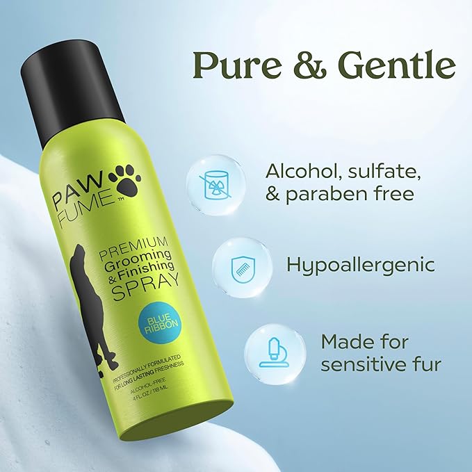 PAWFUME Dog Perfume Spray for Grooming, Blue Ribbon, 2-Pack | Probiotic, alcohol-free mist detangles, moisturizes and keeps pups fresh all day, salon-quality Dog Spray Deodorizer Perfume