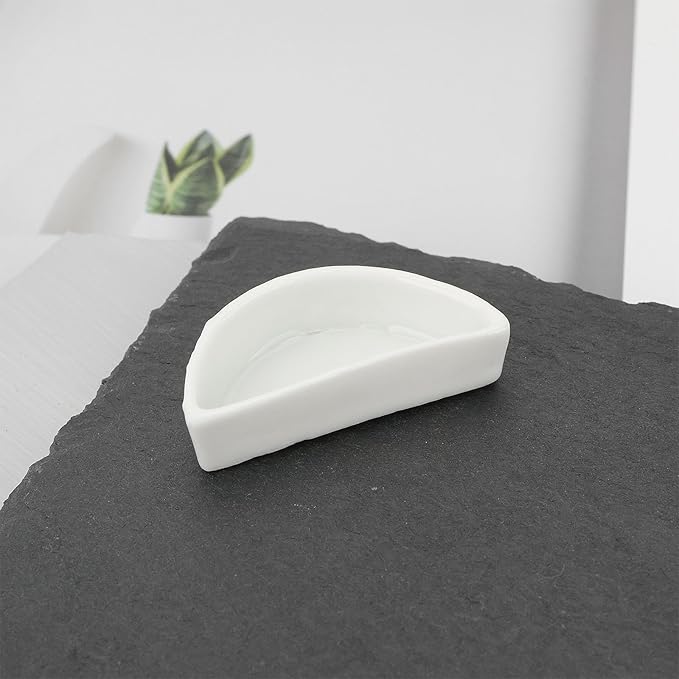 ECSiNG 6PCS Hermit Crab Mini Ceramic Dish 4.21x2x1.05cm Semicircle Shape Reptile Food Bowl for Spider Hermit Crab Tarantula Millipede White