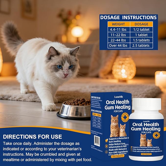 Oral Health for Cats, Cat Gingivitis Treatment, Reduce Gum Inflammation, Redness & Pain, Combats Gum Disease, Natural Plant-Based Active Formula, Cat Oral Care, Gums Health Treatment