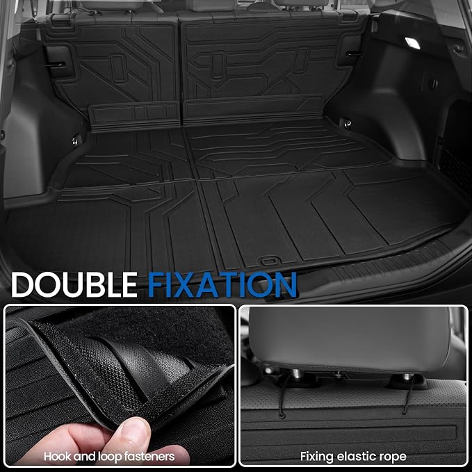 Cargo Liner Backrest Mats for 2026 Toyota RAV4 Hybrid (Not Fit Limited or PHEV), All Weather TPE Cargo Trunk Mat Seat Back Protectors Accessories