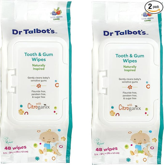 Dr. Talbot's Baby Tooth and Gum Wipes Naturally Inspired With Citroganix, 2-pack, 96 count