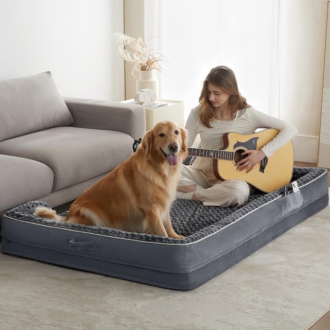 WNPETHOME Orthopedic Washable Human Dog Bed for Adult & Dog Cozy Sleep | Human Size Waterproof Big Soft Dog Couch Sofa Bed for Dogs & Adult Relax with Removable Cover Pet Bed Dark Grey 71x46 Inch
