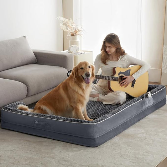 WNPETHOME Orthopedic Washable Human Dog Bed for Adult & Dog Cozy Sleep | Human Size Waterproof Big Soft Dog Couch Sofa Bed for Dogs & Adult Relax with Removable Cover Pet Bed Dark Grey 71x46 Inch