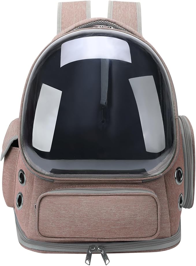 Cat Backpack Carrier for Cats and Small Dogs, Breathable Cat Bubble Backpack, Airline Approved Pet Travel Carrier for Hiking Camping Outdoor(Brown)