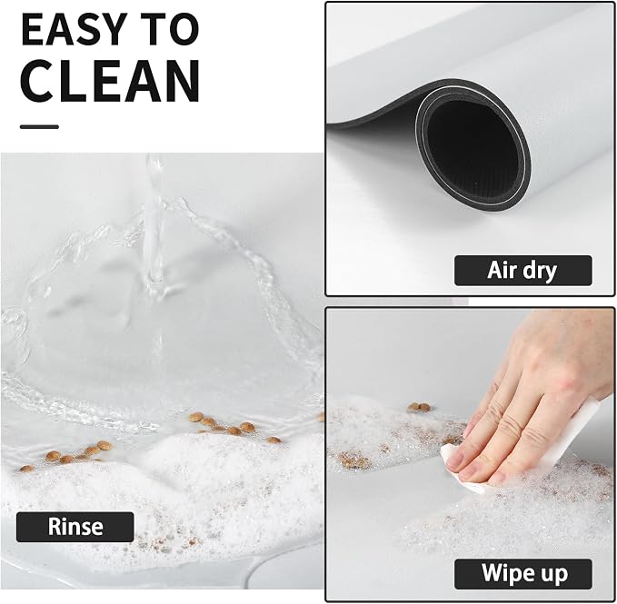 HotLive Dog Food Mat - Absorbent Cat Mat for Food and Water, No Stains Pet Feeding Bowl Mat, Easy to Clean Pet Placemats, Quick Dry Dog Water Dispenser Mat for Messy Drinkers | Light Grey 18"x 28"