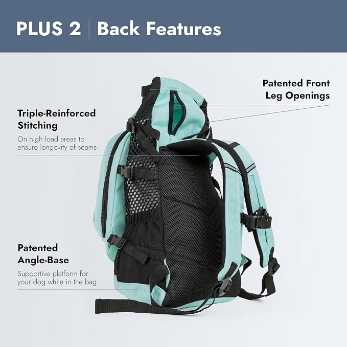K9 Sport Sack Plus 2 - Small, Summer Mint - Ideal for Dogs 13-16” Long - Adjustable, Backpack-Style Carrier with Multi-Functional Storage Pack, Thick Shoulder Straps & Padded Back Panel