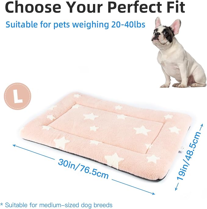 Mora Pets Dog Crate Pad Kennel Dog Bed Mat for Medium Dogs Washable Cute Star Pet Bed for Cage Ultra Soft Flat Puppy Cat Kitten Cushion for Sleeping Anti-Slip Pink 30 x 19 | Soft Dog Cat Bed Mat, Crate Pad for Dog Cages Cozy Sleeping Liner, Pet Pillow ...