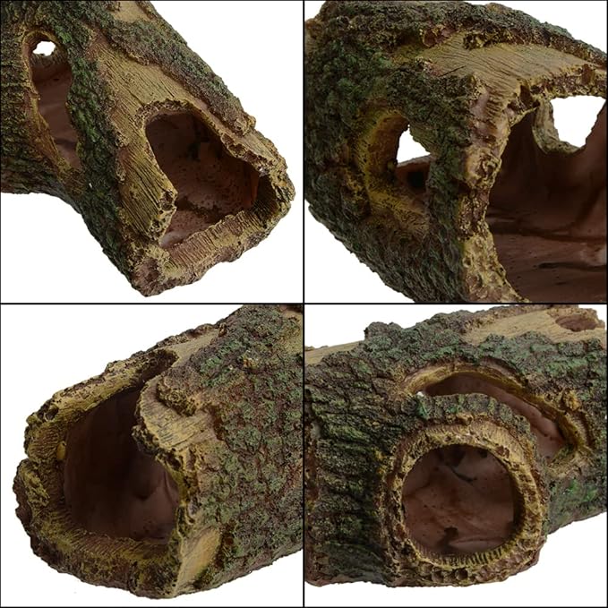 Saim Aquarium Resin Hollow Tree Trunk, Artificial Wood Cave Betta Fish House Aquarium Decoration, Suitable for Betta Cichlid Cave Rocks, Aquariums Hideout/Shelter