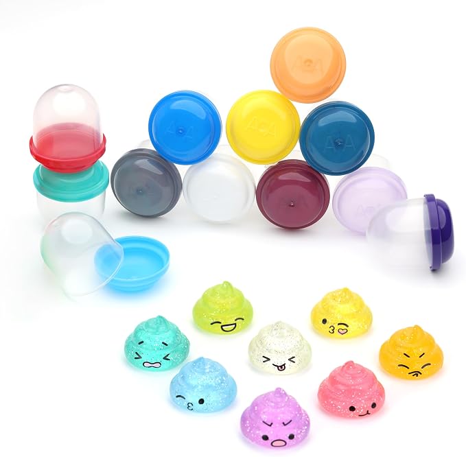 Unicorn Poop Mini Toys in Capsules - 100 Pcs of 1.1 Inch Acorn Capsule and Unicorn Toy Poop for Kids - Plastic Capsules for Toys Bulk - Vending Machine Refill