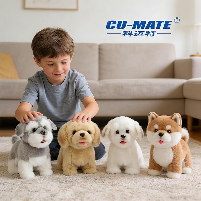 CU-MATE Plush Interactive Simulation Dog-Realistic Puppy Electronic Toy Dog Cat with Walking/Barking/Wagging Tail/Talking-Like Real Robotic Present (Electric Husky)