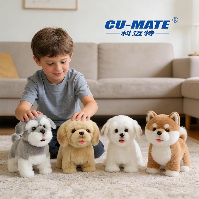 CU-MATE Plush Interactive Simulation Dog-Realistic Puppy Electronic Toy Dog Cat with Walking/Barking/Wagging Tail/Talking-Like Real Robotic Present (Electric Corgis)