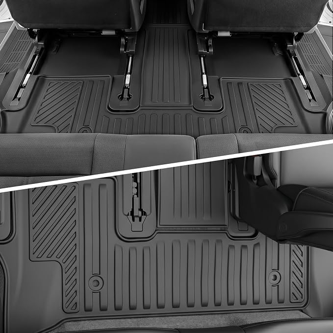 Auxko All Weather Floor Mats Cargo Mat with Backrest Mat for 2027 Kia Telluride Hybrid TPE Liners Accessories Guard Odorless Anti-Slip Floor Liners Trunk Tray with Back Seat Protectors