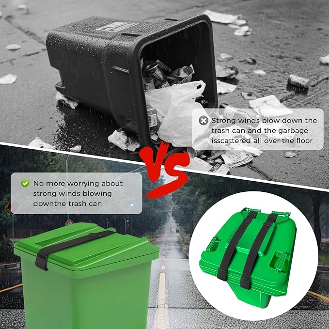 2 Pack Trash Can Locks for Animals, Adjustable Double Metal Claw Bear Proof Trash Can Lock, Outdoor Trash Can Lock Straps Prevent Raccoons Dogs Mice and Small Animals from Rummaging Trash Bin