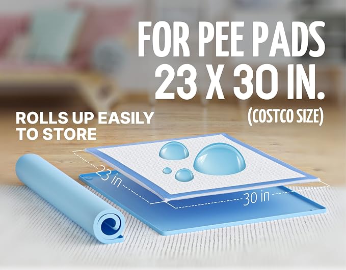 TidyFriend Dog Pee Pad Holder Tray Fits for 30” x 23” Pee Pads with Corner Lock Holes, Raised Edges, Non-Spill, Easy to Clean Silicone Dog Potty Tray Holder, for Indoor Floor Protection (Blue) | Corner Lock Holes, Raised Edges, Non-Spill, Easy to Clean...