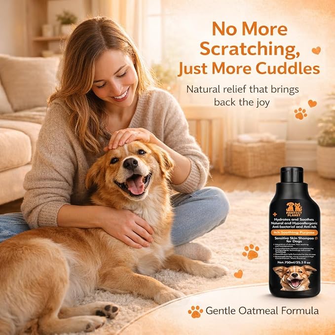 Dog Shampoo for Itchy Skin Relief - Natural Anti Itch Formula with Aloe Vera & Tea Tree Oil 750ml - Hypoallergenic Shampoo for Dogs Allergies Hot Spots Sensitive Skin - pH Balanced Pet Wash All Breeds