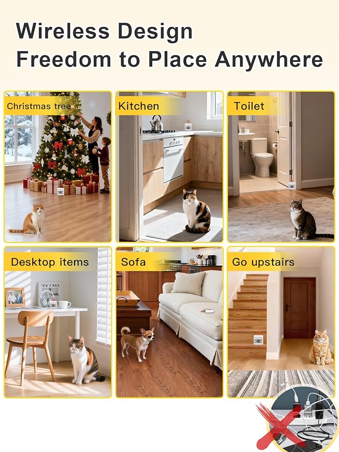 FLYSPEAR Extra Receiver Collar for Indoor Wireless Cat Barrier, Receiver Collar Only,White